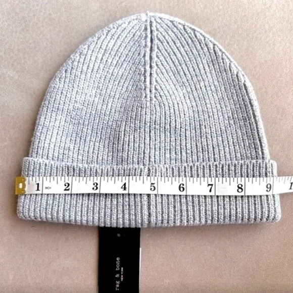 BNWT - RAG & BONE Ribbed Wool Beanie Grey Melange - Picture 5 of 8